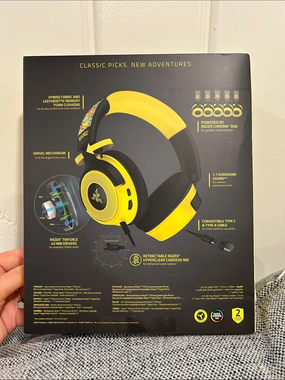 Razer Kraken‎ V4 X USB Wired Gaming Headset, Pokémon Kanto Starters Edition